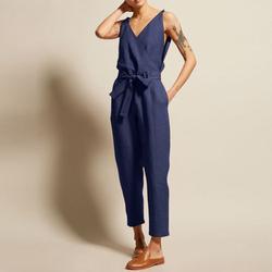 Keely® | V-Neck Sleeveless Cropped Jumpsuit with Pockets