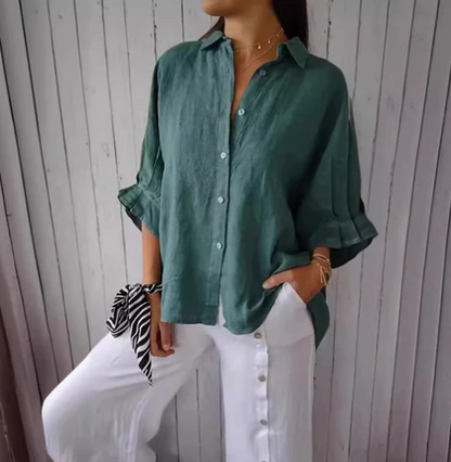 Andylla® | Cotton and linen blouse with button fastening