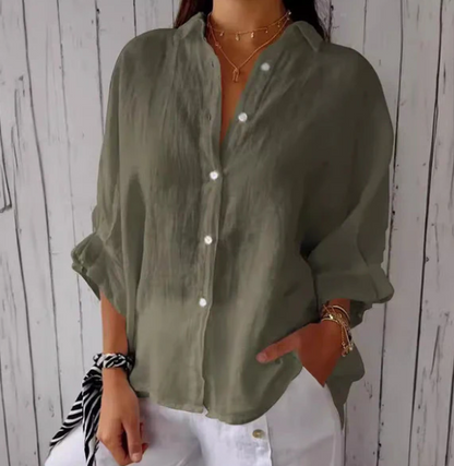 Andylla® | Cotton and linen blouse with button fastening