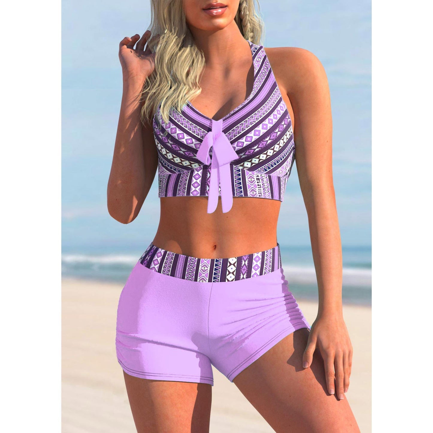 Margaret® | Halter Neck Top with High Waist Shorts 2 Piece Swimsuit