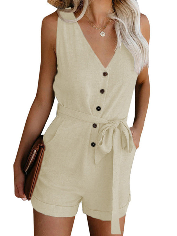 Fiona - Sleeveless V-neck jumpsuit with buttons