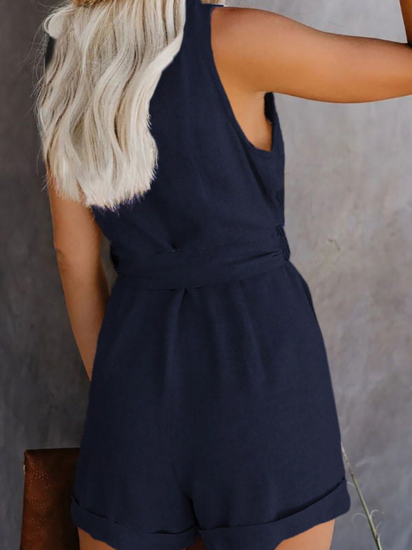 Fiona - Sleeveless V-neck jumpsuit with buttons