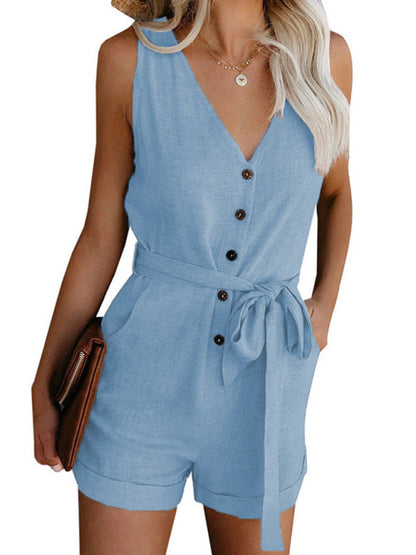 Fiona - Sleeveless V-neck jumpsuit with buttons