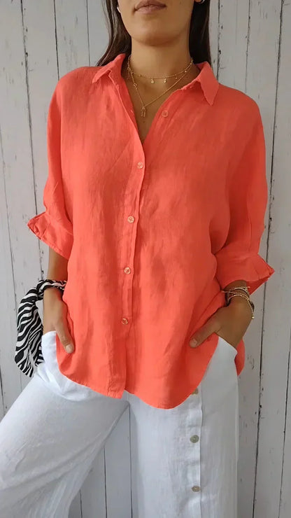 Andylla® | Cotton and linen blouse with button fastening